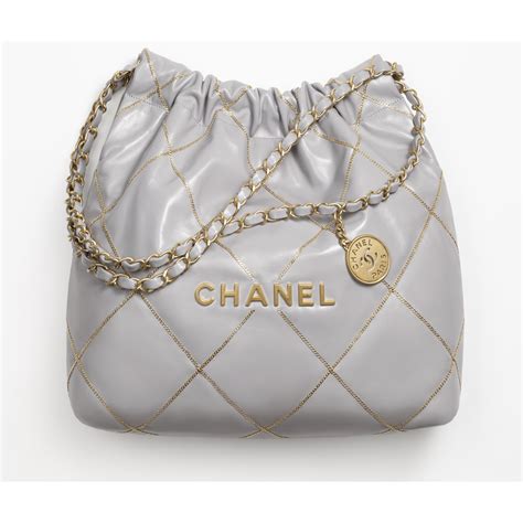 chanel 22 gray|Chanel 22 small handbag, Shiny calfskin & gold.